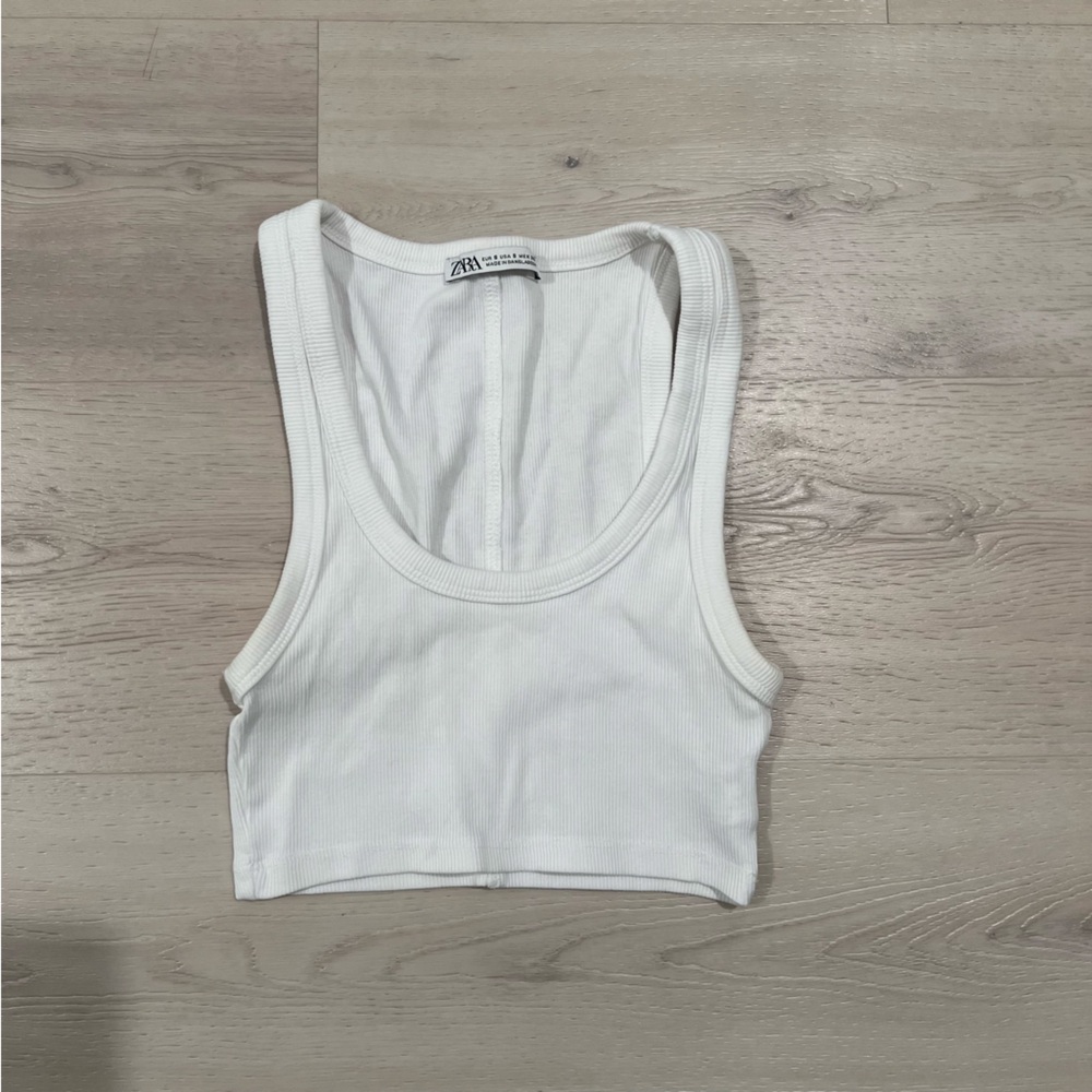Zara White Cropped Tank Top